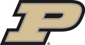 Purdue Logo on White, Gold, Gray